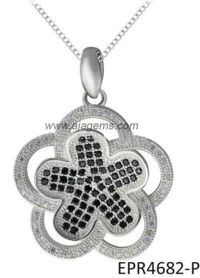 China Sterling 925 Silver Black Sapphire Gemstone Jewelry Pendant For Gift / Party for sale