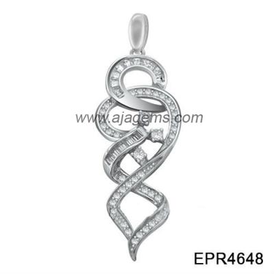 China Women White Topaz 925 Silver Gemstone Jewelry Pendant With Micro Pave 925 Silver for sale