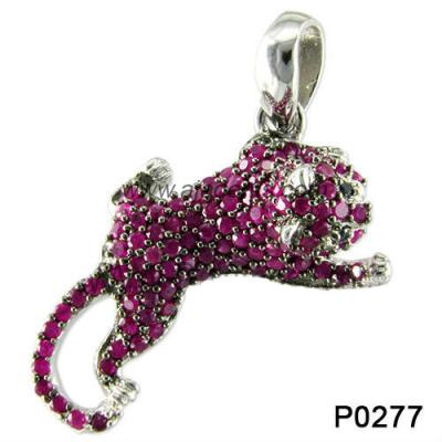 China Rhodolite Tiger Micro Pave 925 Silver Jewelry Gemstone Pendant For Anniversary for sale