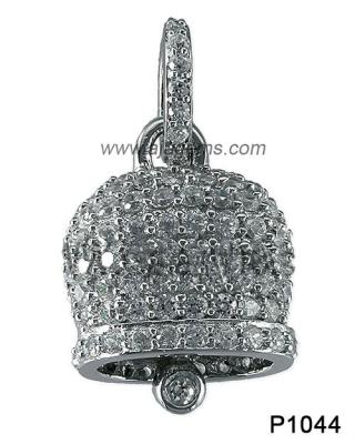 China 925 Silver Bell Charm Pendant Gemstone Jewellery White Topaz  For Party / Wedding for sale