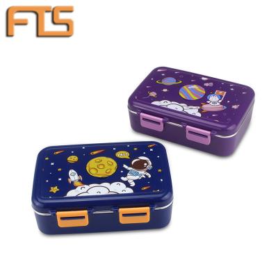 China Freshness Preservation Full Temporary Stop Lunch Box Kid School 304 Stainless Steel Fancy Custom Printed Logo Square Cute Kids Cartoon Bento Box New for sale