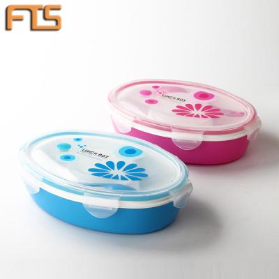 China Kids Ellipse Shape Egg Shaped Bento Box Full Temporary Stop Freshness Keeping With Compartment Maker Plastic Reusable Cheap With Spoon Kid Lunch Box for sale