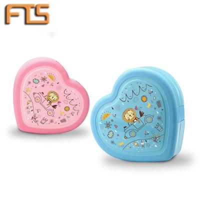 China Cute Freshness Preservation Full Time Stop Bento Box Kids Girls Wholesale Custom Printed Japanese Style Logo Cartoon Plastic Heart Shaped Lunch Box for sale