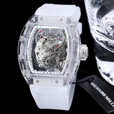 China Original Size 43mm Folding Automatic Men's Day/Date M56-01 Transparent Glass Case Japanese Mechanical Movement Buckle Watch for sale