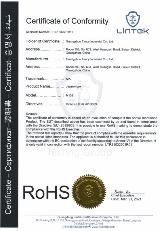 RoHS - Guangzhou Tancy Industrial Co., Ltd.