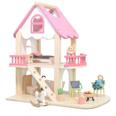 China DIY TOY Wooden Toy House Beach Card Toy Role Play Wooden Toy Doll Room for sale