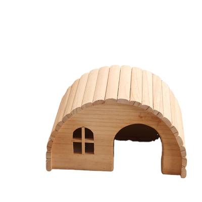 China Sustainable Small Animal Hideout Wooden Chew Hut Game Toys Exquisite House Hamster House for sale