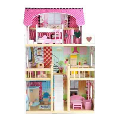 China Funny Educational Toy Wooden Dollhouse with Furniture& Accessories, Room Dollhouse for Girl Preschool Toys, Large Dollhouse for Kids for sale