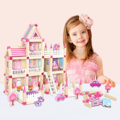 China DIY TOY Wooden Children's Toy Princess Dollhouses for Boys and Girls 3D Inserting Model Architect Master Villa Gathering Wooden Toys for sale