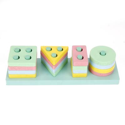 China Cheap Toy Wholesale China Children Preschool Ring Blocks Wooden Shape Sorter Educational Building Puzzle Sorting Toys for sale