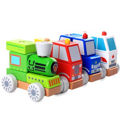 China Fire Engine/Police Car/Ambulance/Truck Toy Cars Cheap Wooden Toys For Baby's Early Education SLWY-006 for sale