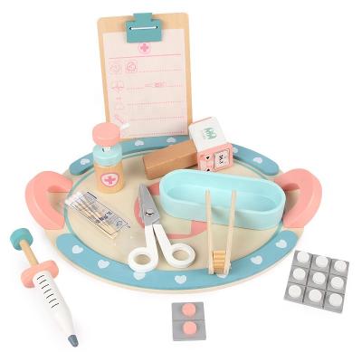 China Role Play Toys Wholesale China Wooden Kids Medical Box Girls Play Doctor's Juguetes De madera Simulation Game Toy Set for sale