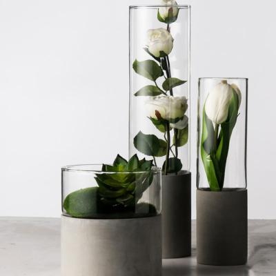 China 2019 Cheap Home Wholesale Modern Cylinder Clear Acrylic Tall Glass Vase Decor Wedding Vase for sale