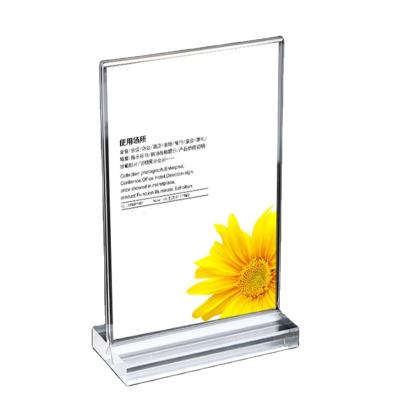 China Top Grade Acrylic With High Transparent Promotional Plastic Handy Sign Display Stand And Double Sided Desktop Acrylic Photo Display Stand Holder Rack for sale