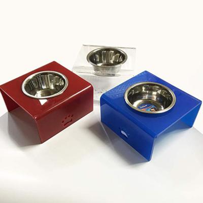 China Durable Thermal Bending Acrylic Pet Feeder Holder With Portable Acrylic Elevated Bowls Dog Bowls for sale