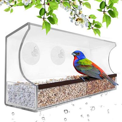 China Customized Viable Wild Bird Feeder Rectangle Bird Feeder Window Bird Feeder Pet Bowls And Feeders For Birds Viable Allowed for sale