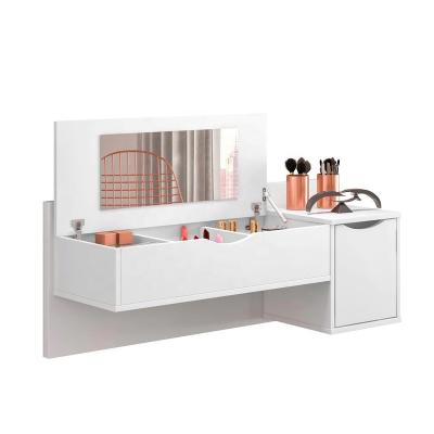 China Modern Storage Wall Rack Make Up Bedroom Furniture Mirror Dressing Table for sale