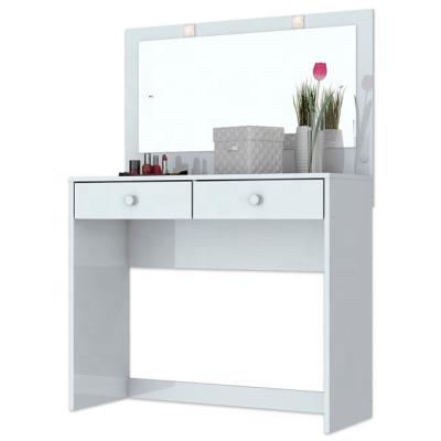 China Hot Selling Storage Vanity Table Bedroom Makeup Mirrored Dressing Table With Hollywood Lit for sale