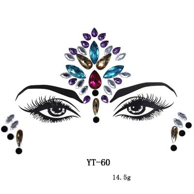 China Glitter Crystal Face Decoration Diamond Sticker Fashion Stickers Face Resin Rhinestone Temporary Tattoo Body Eyebrow Jewelry for sale