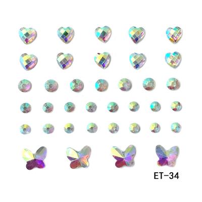 China Different Rainbow Shapes Face Body Eye Makeup Fake Stone Temporary Stickers Nail Adhesive Jewelry Art Decor Tattoo Stickers Self for sale