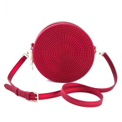 China Other Fashionable Matte Jelly Woven Round Zipper Bag Colorful PVC Summer Beach Jelly Rattan Bags Girls Women 18 Styles Purse and Handbag for sale