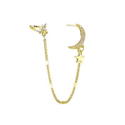 China CLASSIC Crystal Needle Star And Moon wholesale ear cuff clip personalized tassel earrings drop earrings for women jewelry for sale