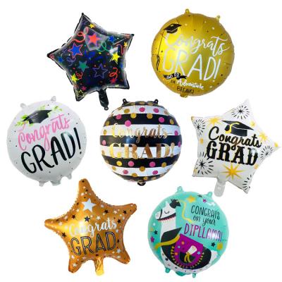 China Fashion Colorful 18 Inch Star Pentagon Foil Balloon GRADUATE Round Congratulations Helium Balloons Graduation Season Series Party Decor for sale