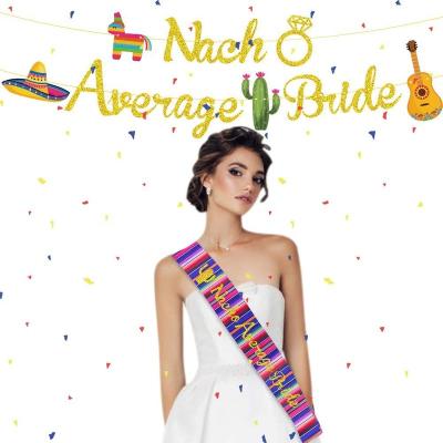 China Medium Fashion Party Decor Guitar Bride Colored Flags Banners Ribbon Satin Sash Shoulder Strap Set Bridal Hat Veils Tassels for sale