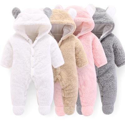 China Polyester/Cotton 2021 Baby Rompers Cute Infant Newborn Boys Girls Clothes Wholesale Velvet Warm Jumpsuits For Winter for sale