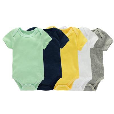 China Polyester/Cotton Customize Logo Solid Color Snaps Baby Clothes Boys And Girls Newborn Baby Romper For Summer for sale