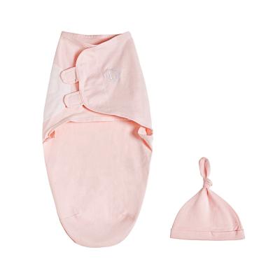 China Wearable 100% Cotton Wrap Blanket for Newborn Baby Boy and Girls Infant Baby Wrap with Hat for sale