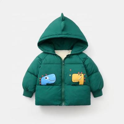 China Hot Selling 100% Solid Color Fiber Windproof Poly Quilted Warm Hooded Winter Kids Girls Boys Outwears Coat Baby Jackets for sale