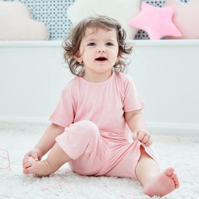 China Breathable Wholesale Modal 2 Piece Sleep Wear Set Boys Girls Elastic Pajamas Baby Pajamas Set for sale