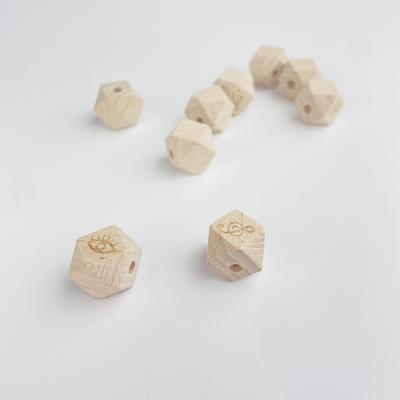 China Customized DIY Polygon Accessories Jewelry Making Handwork Materials Wooden Beads With Holes for sale