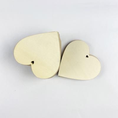 China Europe Holiday Decoration Heart Unfinished Natural Wood Slice Custom Wooden Tags for sale