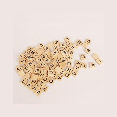 China DIY PLAY 100 Wooden Scratch Tile Black Letters Numbers For Crafts Wooden Alphabets for sale