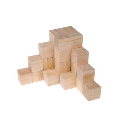 China DIY TOY Hot Sale Unfinished Natural Wooden Block Educational Toy Wooden Cubic Blocks for sale