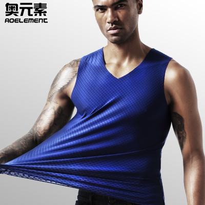 China Wholesale Men's Gym Sleeveless Underwear Summer Grid Ice Vest Youth Seamless Breathable Silk Sweater Bottoming Shirt Sports Knitting for sale