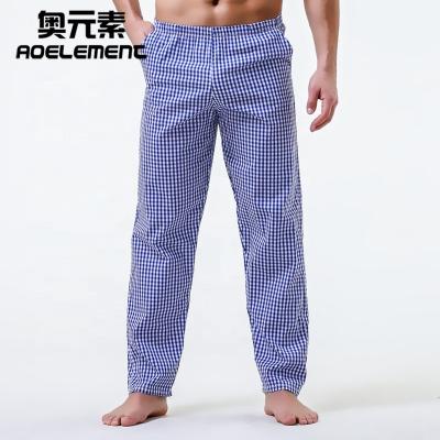 China Wholesale Breathable Summer Woven Plaid Printed Pajama Men 100% Cotton Lounge Pants Trousers Loose Casual Sleep Basics Sleepwear Trousers for sale