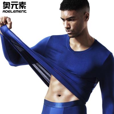 China Wholesale Custom Men's Autumn V-Neck Underwear Thermal Thin Top Function Mesh Breathable Sport Shirt Bottoming Shirt Long Sleeve for sale