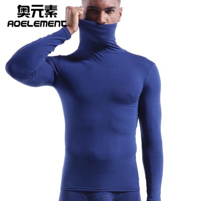 China Wholesale Men's Thermal Turtle Neck Long Sleeve T-Shirt Black Winter Custom Top Collar Thermal Underwear For Men Bottoming Long Sleeves for sale