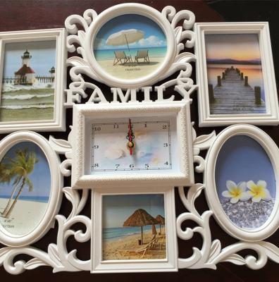 China Creative Photo Frame Combination Morden Family Photo Frame Clock European Wedding Photo Frame for sale