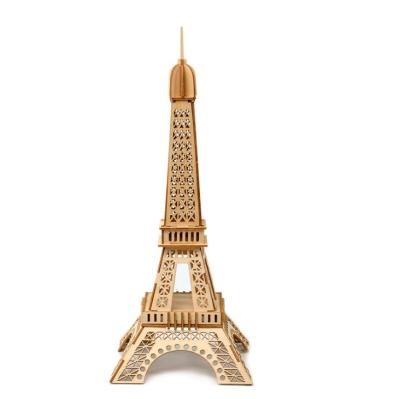 China Wooden Eiffel Tower Europe 3D Puzzle Stereoscopic Children's DIY Intelligence Toys for sale