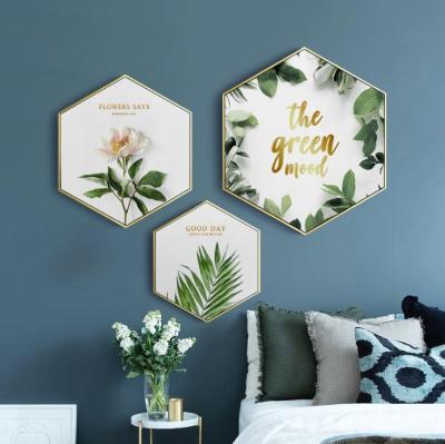 China Morden Painting Nordic Fresh Small Decorative Living Room Hexagonal Wall Painting for sale