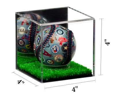 China Acrylic Acrylic Baseball / Tennis Ball Display Case With Mirror And Turf Flooring for sale