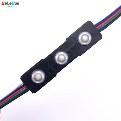 China 6-10cm 160 degree depth channel and light box letter DC12V with 3 LED lens IP67 shape RGBW 5050 LED module waterproof black lights for sale