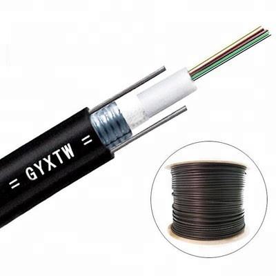 China PE Or Outdoor FTTH Cores To 4 6 8 12 24 / Hilos GYXTW Fiber Optic Cable for sale