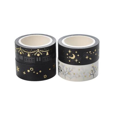 China Wholesale printed cute kawaii japanese decoration waterproof masking custom adhesive black and white foil washi tape for sale