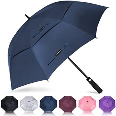 China 62 High Quality Cheap MOVABLE, Led Logo Fiberglass Frame Golf Umbrellas Custom 68 Inch Double Stick Handle Canopy Windproof Extra Long/ for sale