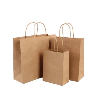 China Wholesale Custom Recyclable Logo Paper Eco Friendly Brown Shopping Tote Bag for sale